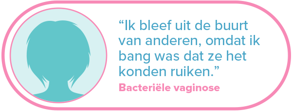 "Ik bleef uit de buurt van anderen, omdat ik bangwas dat ze het konden ruiken." Bacteriële vaginose
